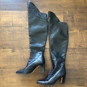 Soft Black Leather Zip-up knee High Boots